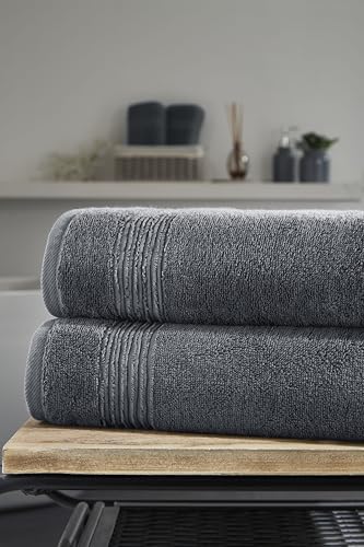Ozdilek 2-Piece Bath Towels, 27x54 100% Turkish Cotton, Luxury Quick Dry, Extra Large, Fade-Resistant, Eco-Friendly, Spa Towel, Comfortable (Antrazit Grey) - color: Antrazit Grey