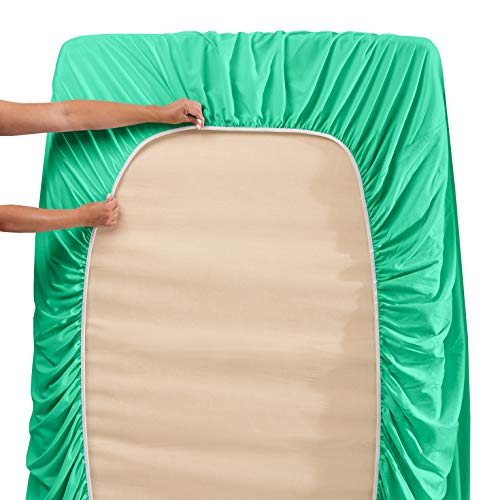 Hearth & Harbor Twin Size Sheets - 3 Piece Bed Sheet Set, Hotel Luxury Double Brushed Bed Sheets - Extra Soft Bedding Sheets & Pillowcases, Twin, Mint Green - color: Mint Green, size: Twin