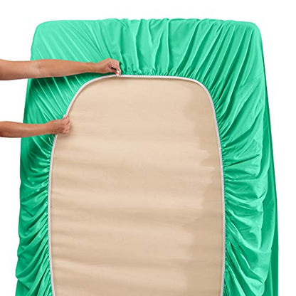 Hearth & Harbor Twin Size Sheets - 3 Piece Bed Sheet Set, Hotel Luxury Double Brushed Bed Sheets - Extra Soft Bedding Sheets & Pillowcases, Twin, Mint Green - color: Mint Green, size: Twin