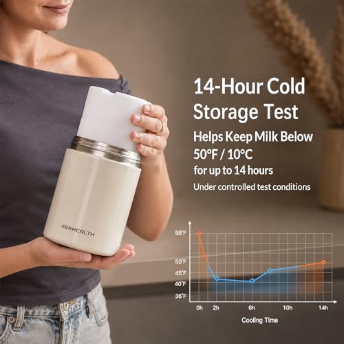 11oz Stainless Steel Breast Milk Cooler, 360° Cooling Gel Ring, 14-Hour Cold Storage, BPA-Free 11oz Bottle, Leak-Proof Portable Cooler for Half-Day Pumping, Work & Travel - size: Mini Cooler 11 Ounce