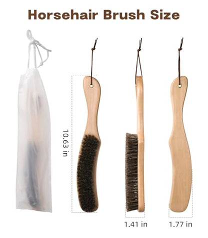 Cowboy Hat Brush, 100% Horsehair Brush for Cleaning, Lint Brush Removes Dust, Pet Hair, Cleaning Kit for Suede, Felt Hats, Wool Coats, Suits, Clothes, Shoes, Furniture, Wood Handle with Storage Bag - size: 1 Pack