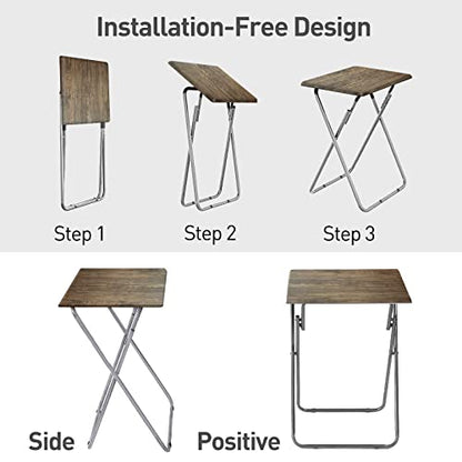 Garden 4 you TV Tray Table TV Dinner Tray with Sturdy MDF Set of 2,Eating Trays for Living Room with No Assembly Required,Small Folding Side Table 15 x 18.9 x 26in (3D,2PCS) - color: 3d, size: 2pcs