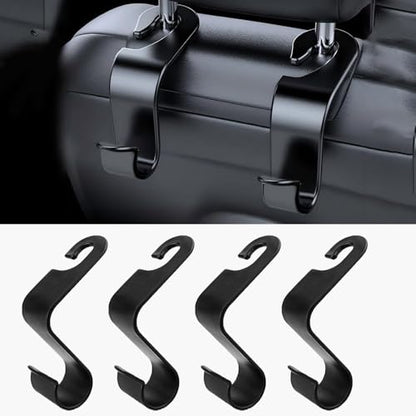 4 Pcs Garage Storage Hooks Heavy Duty Wall Hooks Car Multifunctional Seat Back Shelves Car Seat Headrest Hooks Tools - color: 4 Pcs Garage Hooks black