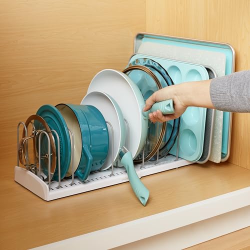 YouCopia StoreMore Expandable Pan and Lid Rack, 12.5"-22" Wide Adjustable Pan Organizer for Kitchen Cabinet Storage, Classic Edition - size: 12.5"-22" Classic