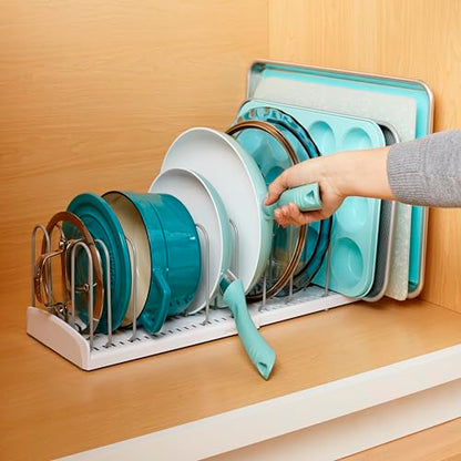 YouCopia StoreMore Expandable Pan and Lid Rack, 12.5"-22" Wide Adjustable Pan Organizer for Kitchen Cabinet Storage, Classic Edition - size: 12.5"-22" Classic