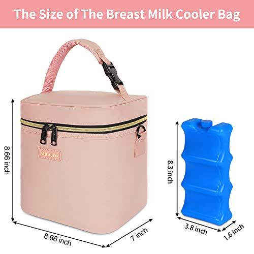 Mancro Breastmilk Cooler Bag Fits 6 Bottles Up to 9 Ounce, Insulated Baby Bottle Bag Comes with ice Pack and Shoulder Strap, Baby Bottle Cooler Bags for Daycare Nursing, Pink - color: Pink
