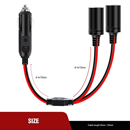 Nilight Car Cigarette Lighter Splitter Plug Socket 2-Way Splitter Splits 1 Car Cigarette Port to 2 DC Ports Power Charger Port Splitter Adapter with 15A Inline Fuse,2 Years Warranty - color: 1 to 2 Cigarette Lighter Splitter