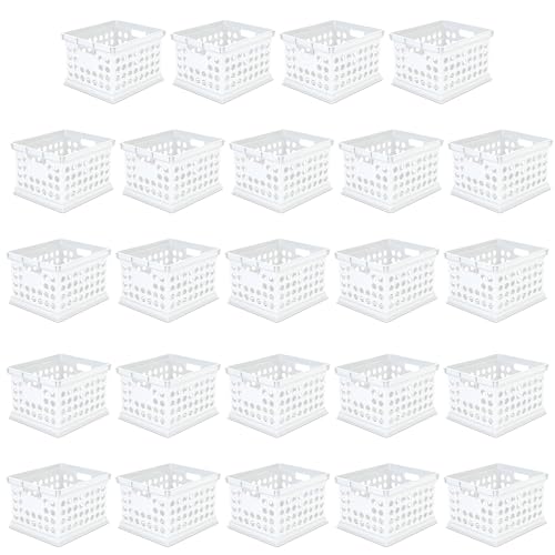 Sterilite Stackable Plastic Storage Crate Bin Organizer File Box with Handles for Home, Office, Dorm, Garage, or Utility Organization, White, 24-Pack - color: White, size: 24 Pack