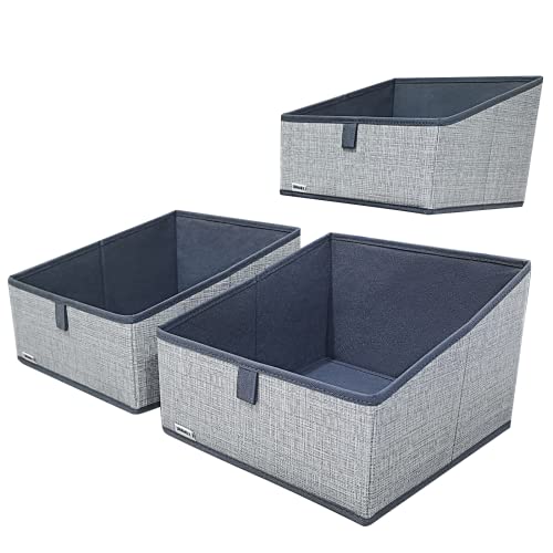 3 Packs Closet Storage Bins - Trapezoid Large Storage Box - Foldable Fabric Baskets for Organizing Clothes - Baby Toiletry, Toys, Towel, DVD, Book (1# Dark Grey, 11.6 x 11.6 x 7.9 inches) - color: 1# Dark Grey, size: 11.6 x 11.6 x 7.9 inches