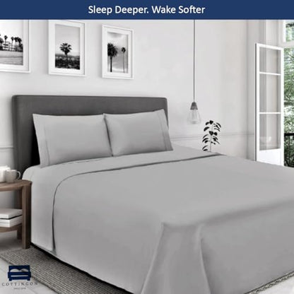 Cottingon Split King Sheet Set for Adjustable Bed, 100% Egyptian Cotton Bedsheets, Includes 2 Twin XL Fitted Sheets 39X80, King Flat Sheet and Pillowcases Fits Upto 16" Deep Mattress, Light Grey - color: Light Grey Solid, size: Split King