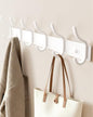 Wall Mounted Coat Rack (White, 1 Pack) - Aluminum 6-Hook Rack with Curved Hooks, Drill Installation, Holds Coats, Towels, and Bags, Ideal for Entryway or Office