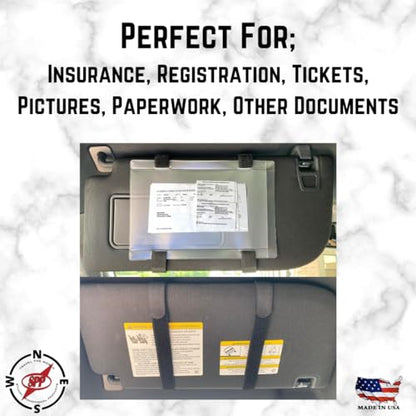 Car Registration and Insurance Holder Visor - Durable Elastic Band & Buckle Closure Conveniently Stores Documents - Essential Car Accessory (Neon Green/White), Made in USA - color: Neon Green