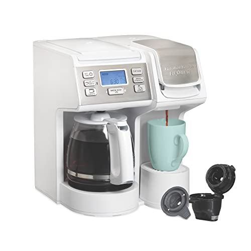 Hamilton Beach FlexBrew Trio 2-Way Coffee Maker, Compatible with K-Cup Pods or Grounds, Combo, Single Serve & Full 12 Cup Coffee Pot, White, Fast Brewing, Removeable Reservoir - color: White, Fast Brewing, Removable Reservoir