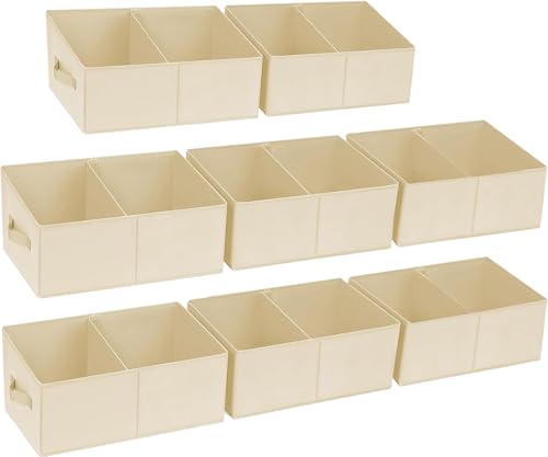 DIMJ Closet Storage Bins, 8 Pack Storage Baskets for Shelves, Foldable Shelf Organizer with Handle, Linen Closet Organizers and Storage for Clothes, Toys, Towel, Books (Beige) - color: Beige, size: 8 Bins 16.5"x11"x7.8"