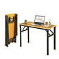 Folding Desk, 39 Inch Foldable Computer Table No Assembly Required,Wood Grain Small Desk for Home Office,Space-Saving Table for Bedroom, Dorm, RV - color: Yellow