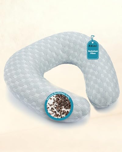 Buckwheat Neck Pillow with Dual-Layer Pillowcase, 12''x12'' Adjustable Firm U Shaped Pillows, Breathable for Cool Sleep, Neck Support Buckwheat Hulls Pillow for Back Sleeper (Grey) - color: 3d-grey