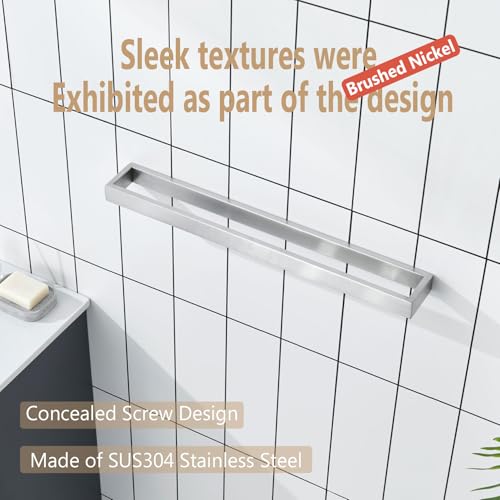 KOKOSIRI Towel Bar Brushed Nickel Bath Towel Hanger Holder 24-Inch Kitchen Rack Stainless Steel for Bathroom Hardware Wall Mount, 1 Pack B4008BR-L24 - color: Brushed Nickel, size: 24-Inch