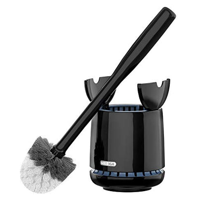 MR.SIGA Toilet Bowl Brush and Holder, Premium Quality, with Solid Handle and Durable Bristles for Bathroom Cleaning, Black, 1 Pack - color: Black, size: One Size