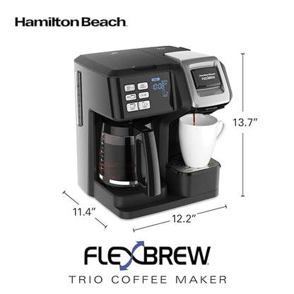 Hamilton Beach FlexBrew Trio 2-Way Coffee Maker, Compatible with K-Cup Pods or Grounds, Combo, Single Serve & Full 12c Pot, Black - color: Black