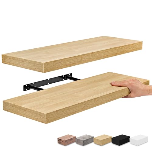 Sorbus Floating Shelves for Wall - 24" Bathroom Shelves, Wall Decor for Bedroom, Kitchen, Living Room, Home Decor & Book Storage - Mounted Floating Shelf with Invisible Brackets (Maple Wood, 2 Pack) - color: Maple Wood, size: 2 Pack
