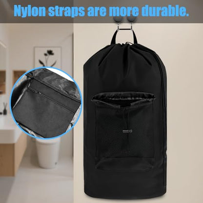 Laundry Backpack,120L Large Backpack Laundry Bag with Adjustable Shoulder Straps and Mesh Pocket, Durable Nylon Travel Laundry Bags Drawstring for College Dorm Essentials Laundromat Apartment Camping