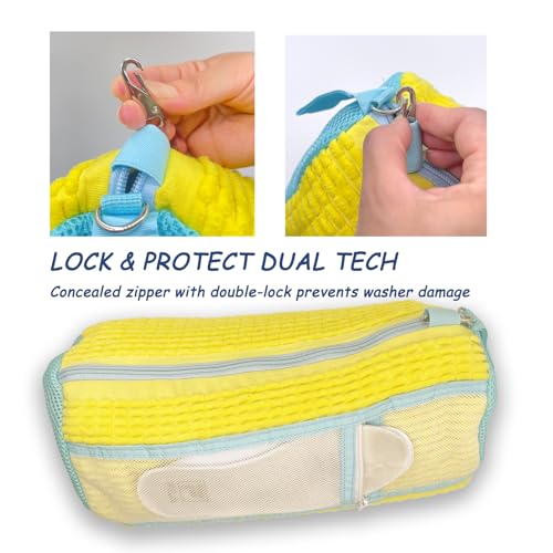 Shoe Washing Machine Bag - Set of 2 Shoe Washing Bags, Side Mesh for Insoles Sock, 360° Deep Clean Laundry Bag, Reusable Shoe-Bag for Washing Machine, Cleaning Bag for Sneakers - color: Yellow