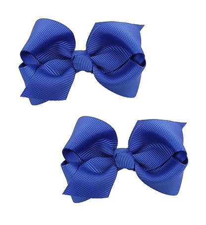 Baby Girl's 2Pcs Cute 3 Inch Pure Color Bow-knot Hair Clip for Photography Travel Daily Life (Royal Blue) - color: Royal Blue