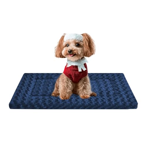 Dog Bed Mat - Crate Pad - Reversible Mat for Pet Comfort - Soft Bed Crate Pads with Dual-Sided Design for All Seasons - Durable, Machine Washable Mat for Travel and Home - color: Navy Blue, size: 24"L*18"W*1.5"Th