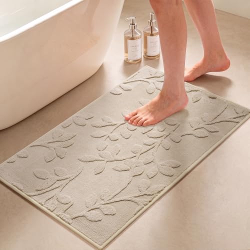 Bathroom Rugs Mat Quick Dry Absorbent Non Slip Bath Mat Bath Mats for Bathtub Mat Bathroom Carpet Fit Under Door Washable Floor Bath Rugs Brown 24x36 - color: Brown, size: 24'' x 36''