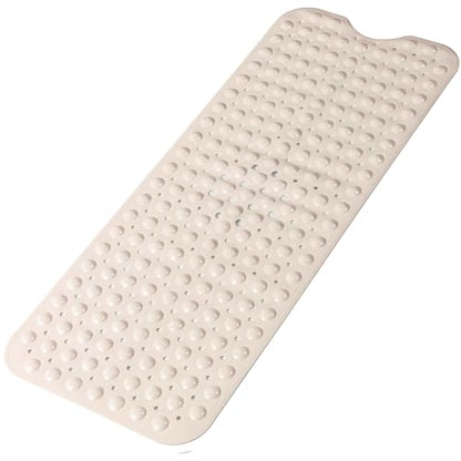 Bathtub and Shower Mats, Extra Long Non-Slip Bath Mat 39 x 16 Inch, Machine Washable Bath Tub Mat with Suction Cups & Drain Holes for Bathroom, Beige - color: Beige, size: 40" x 16" (Rectangular)