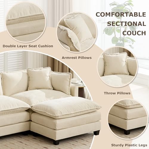 SoarFlash Chenille Sectional Middle Position Sofa, Beige - color: Beige, size: 1 Middle Seat