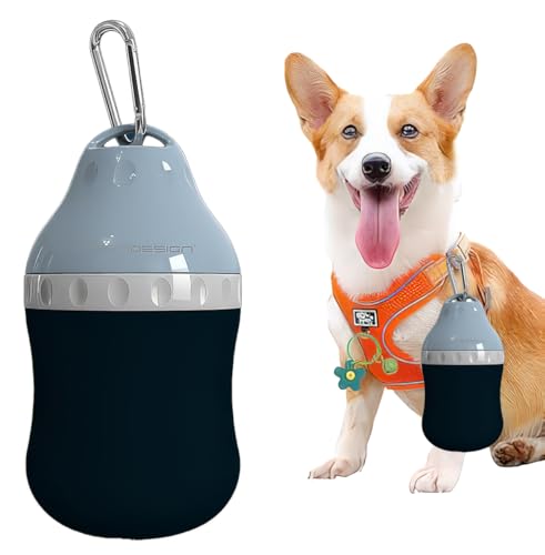 Dog Travel Water Bottle Detachable Bowl Leak Proof Portable ，Silicone Bottle Body，Collapsible and Suitable for Small Pets for Outdoor Walking, Hiking, Travel (Blue, 400 ml) - color: Blue, size: 400 ml