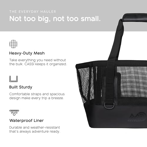 MISSION Boat Gear CASSI Heavy-Duty Outdoor Tote and Waterproof Marine-Grade Mesh Boat Bags - color: Black, size: 50 Liter