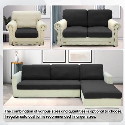 ZNSAYOTX Stretch Cushion Covers Sofa Cushion Couch Seat Covers Slipcovers Soft Replacement Unique Pattern Furniture Protector with Elastic Bottom (Black, 1 Pc 3-Seat Cushion Cover) - color: Black, size: 1 Cushion Sofa