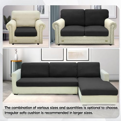 ZNSAYOTX Stretch Cushion Covers Sofa Cushion Couch Seat Covers Slipcovers Soft Replacement Unique Pattern Furniture Protector with Elastic Bottom (Black, 1 Pc 3-Seat Cushion Cover) - color: Black, size: 1 Cushion Sofa