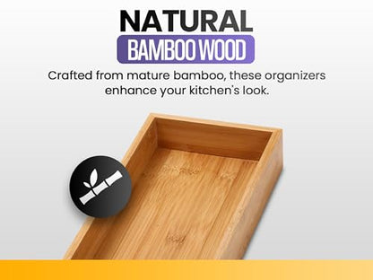 YBM HOME Bamboo Drawer Organizer Storage Box for Kitchen Drawer, Junk Drawer, Office, Bedroom, Children Room, Craft, Sewing, and Bathroom, 2 Pack 10x14x2 inch - size: 10x14x2 inch ( Pack of 2 )