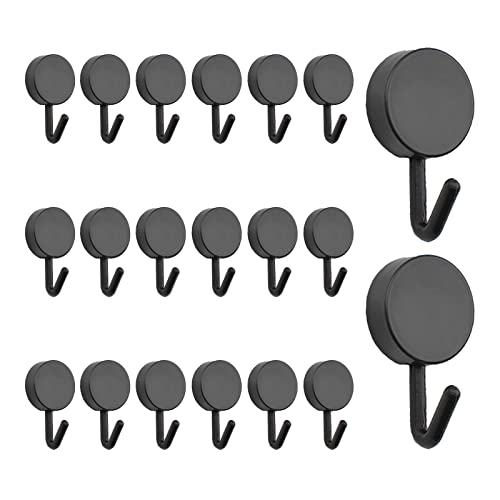 MOROBOR Self Adhesive Hooks, 20pcs Heavy Duty Plastic Hooks Wall Key Hook Holders Stocking Holder for Home Kitchen Bathroom Office Door (Black - color: Black