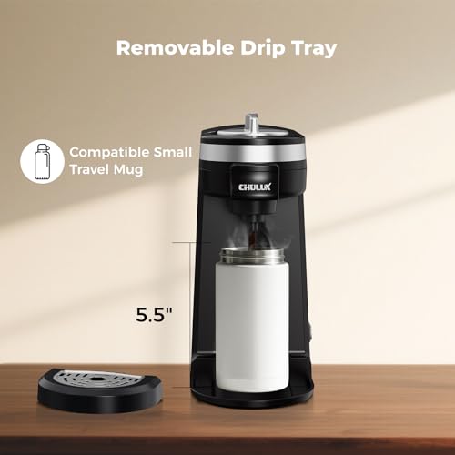 CHULUX Single Serve Coffee Maker for K Capsule and Ground Coffee, Single Cup Coffee Machine, Black - color: A-Black