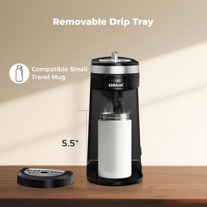 CHULUX Single Serve Coffee Maker for K Capsule and Ground Coffee, Single Cup Coffee Machine, Black - color: A-Black