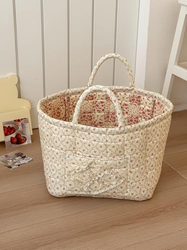 Storage Basket Boho Fabric Large Collapsible Floral Laundry Nursery Hamper Portable Folding Storage for Clothes Toys (Yellow Floral) - color: Yellow Floral