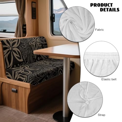 Hibisucs Polynesian Tribel Print 2 Pcs RV Dinette Cushion Covers Elastic Camper Cushion Slipcover Non-Slip RV Couch Cover Furniture Protector RV Camper Car Bench for Dogs and Kids - color: Hibisucs Polynesian Tribel