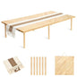 Low Picnic Table 60x30, Portable Folding Floor Table | Adjustable height wood table with boho runner, mortise-tenon joints, folds flat for beach picnics, camping, parties - size: Large Size for 6