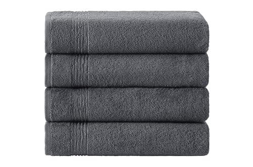 Ozdilek 4-Piece Bath Towels, 27x54, 100% Turkish Cotton, Luxury Quick Dry, Extra Large, Fade-Resistant, Eco-Friendly, Spa Towel, Comfortable (Anthracite Grey) - color: Anthracite Grey