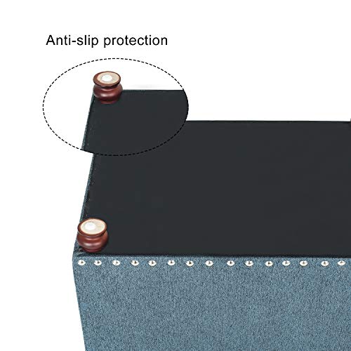 Joveco 24" Ottoman with Storage for Living Room Rectangular Fabric Tufted Bench Footrest Toy Chests for Bedroom (Cyan) - color: Cyan