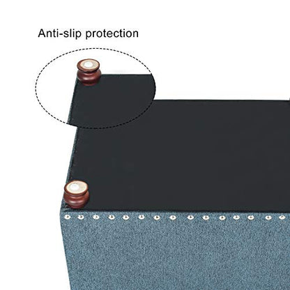 Joveco 24" Ottoman with Storage for Living Room Rectangular Fabric Tufted Bench Footrest Toy Chests for Bedroom (Cyan) - color: Cyan