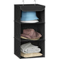 Simple Houseware 3-Shelf Hanging Closet Organizer, Fabric Storage Shelves with 57L Capacity, Black - color: Black