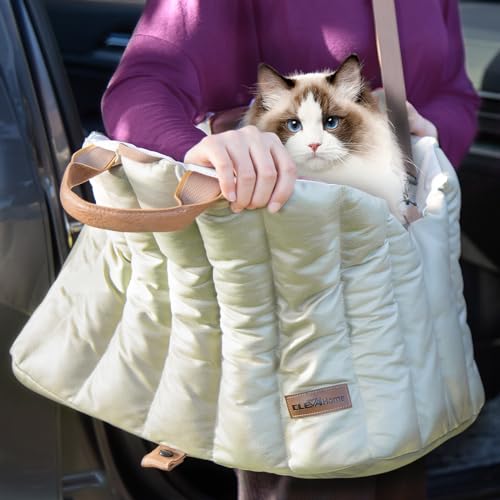 ClevaHome Small Dog Car Seat & Travel Carrier & Pet Bed, Non-Slip Booster Seat for Dogs up to 10lbs, Fashionable Pet Carrier Bag for Indoor and Outdoor - style: Polyester