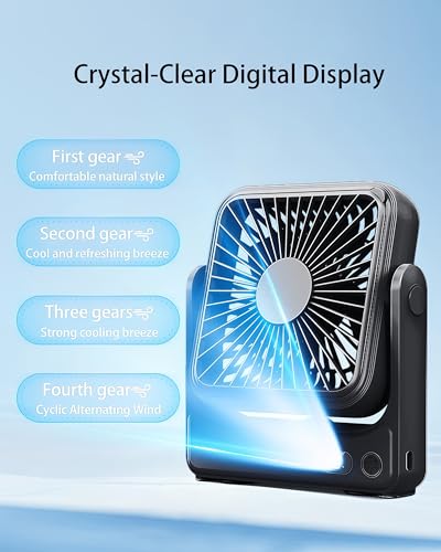 Magnetic Cruise Approved Fan, 5000mAh Ultra-Slim Travel Fan Rechargeable, 4-Speed, Hook Design, Portable Fan for Cruise Ship Cabin, Bedroom Sleeping, Camping, Travel & Cruise Essentials 2026