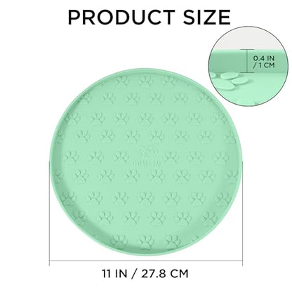 Comtim Waterproof Dog Food Mat - 2 Pack Silicone Pet Food Mat Dog Food Bowl Mats Cat Water Mats Eating Tray, Non-Slip Pet Placemat with Lip for Messy Drinkers to Protect Floor,Mocha Green 11" - color: Mocha Green