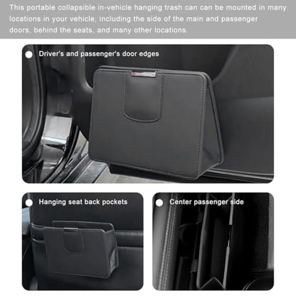 Car Trash Can, Leather Magentic Vehicle Garbage Organizer with One Roll Trash Bag, Foldable Waterproof Dustbin Litter Container Mini Sotrage Bag for Car Truck SUV (Beige) - color: Beige